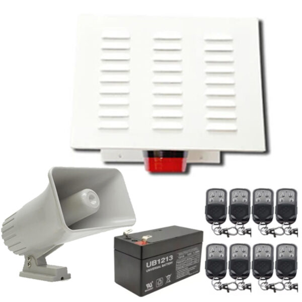 Kit Alarma comunitaria 60 Watts 120 DB + 8 controles