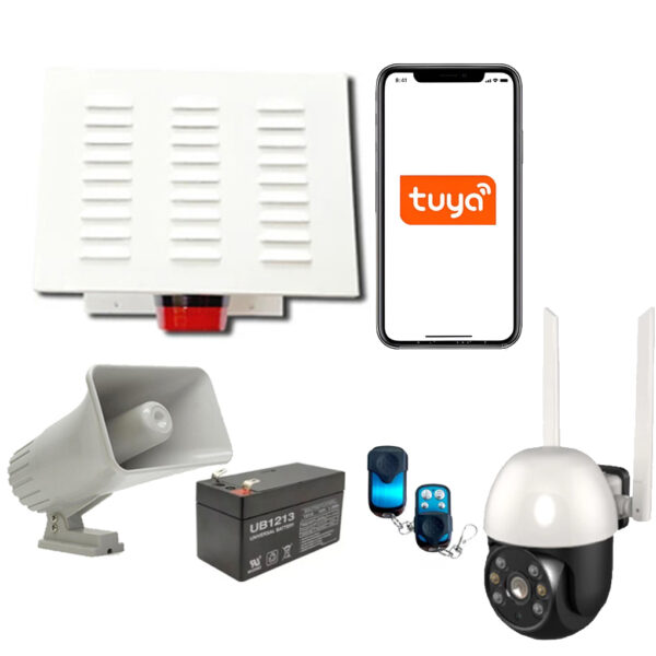 Pack Alarma comunitaria 30 Watts wifi 120 DB + cámara ip full hd